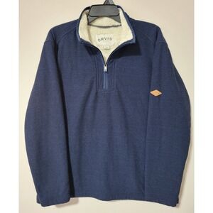 Orvis Sherpa Fleece Quarter Zip Pullover Mens XL Blue Lined Outdoor Sweater